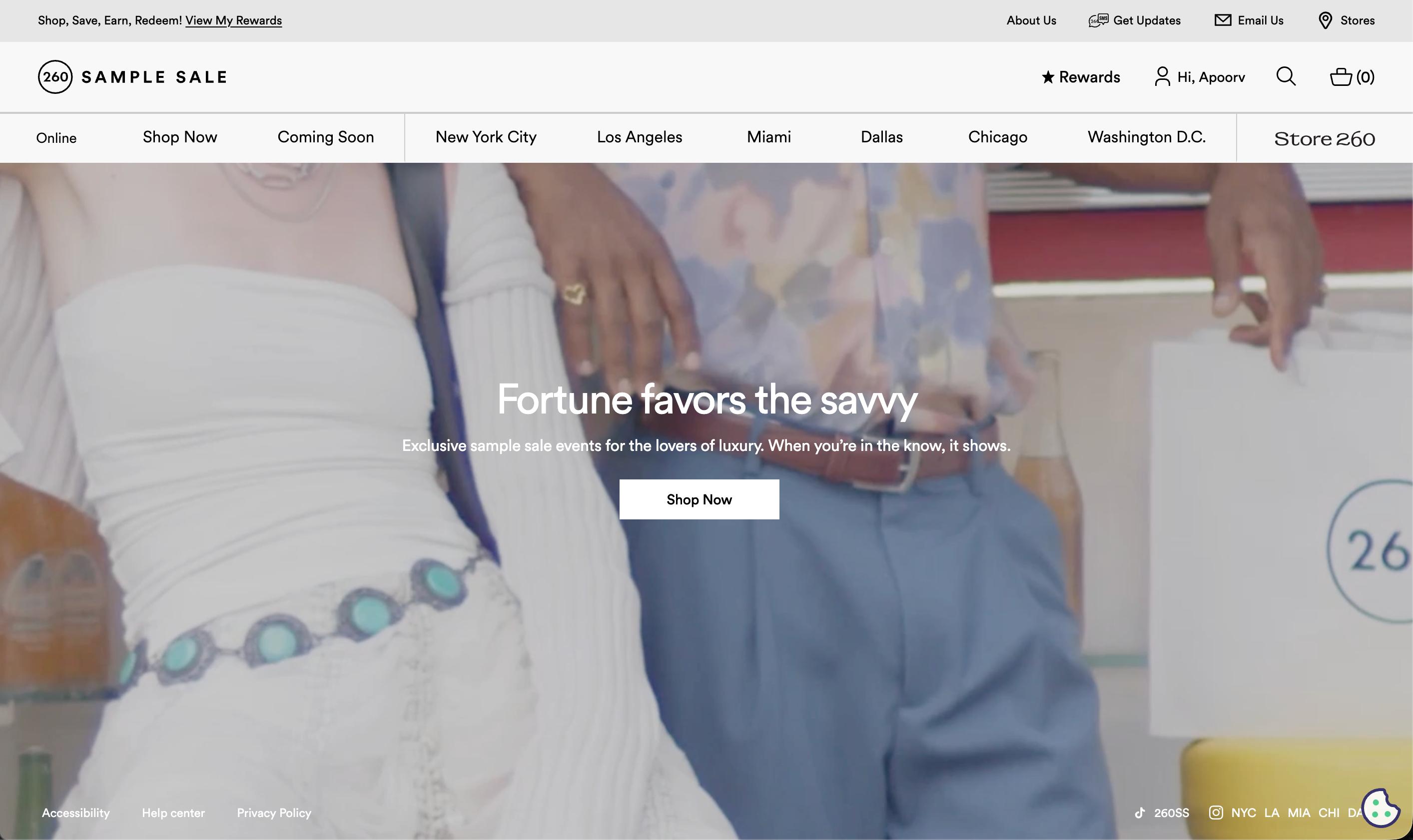 260 Sample Sale Shopify Storefront